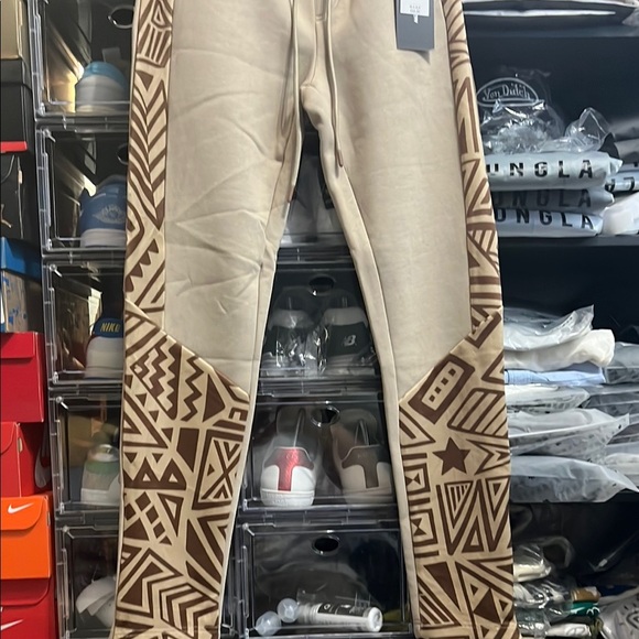 CREATE 2MRW Beige Joggers with Brown Patterns - Picture 2 of 8